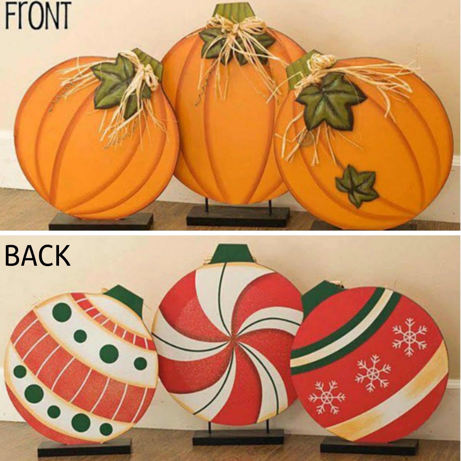 Reversible Pumpkins and Ornaments Holiday Decoration