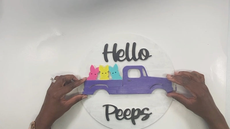 DIY Hello Peeps Shiplap Round Sign Craft Kit