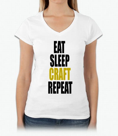 Eat Sleep Craft Repeat V-Neck Graphic Tee