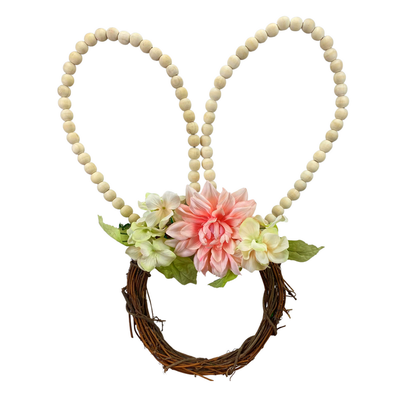 Wood Bead Bunny Wreath