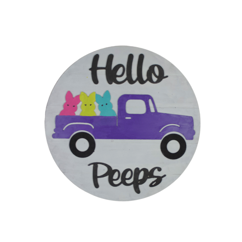 DIY Hello Peeps Shiplap Round Sign Craft Kit