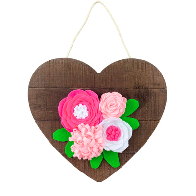 Felt Flower Wood Heart Sign Craft Kit